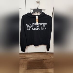 Victoria Secret Pink Black Hoodie Top NWT Size XS
